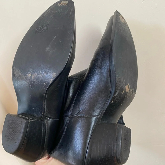 DURANGO SLOUCHY WESTERN BLACK LEATHER ANKLE BOOTS WITH TASSELS 90 VINTAGE SIZE 6 - Picture 7 of 7